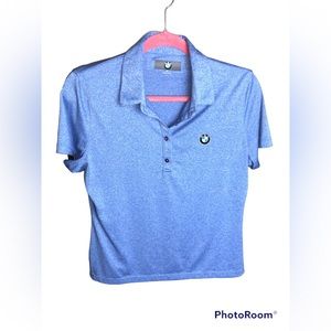 BMW Golf Polo Shirt Women's S Blue Solid Golf Casual Short Sleeves Collared